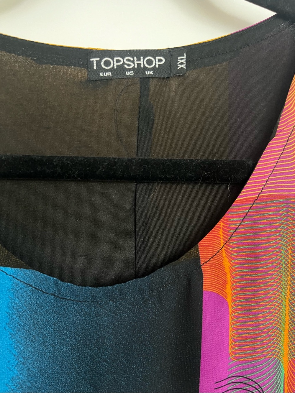 Topshop Abstract Colorblock Sheer Midi Dress XXL Artsy Oversized EUC BOHO - Picture 3 of 11